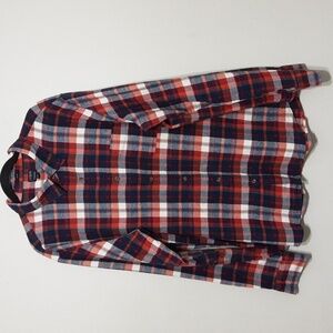 J Crew flannel men casual button down shirt slim  XXL Plaid Office Y2k Vacation